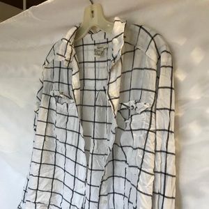 Plaid white button down